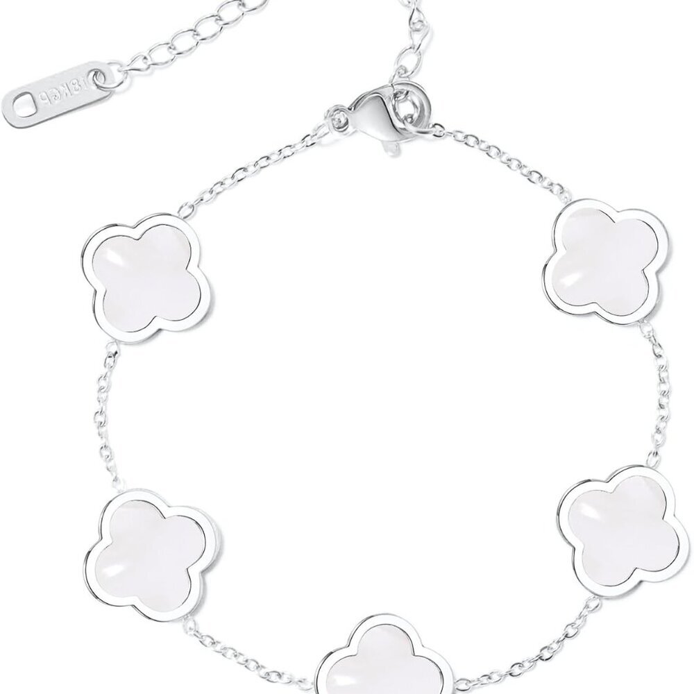 Trendy Link Bracelets for Women 18K Gold Plated Clover Adjustable Lucky Bracelet